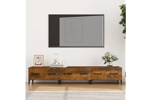 homiuse Mueble de TV Madera contrachapada 150x34,5x30 cm Mesa TV Soporte Television Muebles De Sala Muebles De Salon Modernos Mesa Television Soporte TV Suelo Muebles TV Madera Roble Ahumado