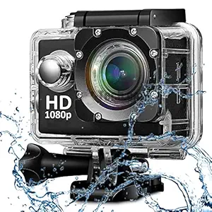Rambot 1080P Action Camera Sport Action Camera 2 inch LCD Screen 16 MP Full HD 1080P with 170 Wide-Angle Lense Underwater Waterproof Camera with Mounting Accessories