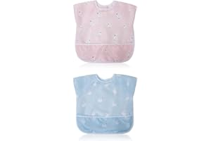 Little Dimsum Bavaglino a Maniche Lunga per Neonati Alimentazione Impermeabile All' acqua Camicetta Grembiule con Motivo Animale