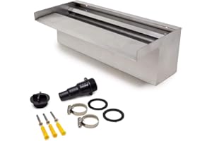 allpondsolutions Pond Water Blade Stainless Steel Spillway Waterfall Pool Koi Pond Cascade 60cm With Fittings