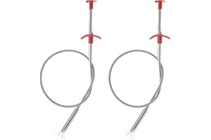 REEKNOKOL Paquete de 2 desatascadores de desagüe Fuertes y Flexibles, desatascador de desagüe de Fregadero de 60 cm, Herramienta de depilación de desagüe de Serpiente para baño de Cocina (Gris)