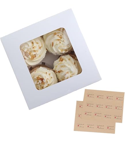 Bake Pro - 25 scatole per 6 cupcake di alta qualità, riciclabili, struttura facile da aprire, inserto regolabile per cupcake o muffin, prodotte nel Regno Unito