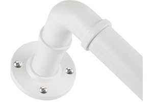 White Curtain Pole 80 to 218 cm, HOTOZON 25 mm Industrial Curtain Poles for Eyelet Curtains, Extendable Metal Blackout Curtain Rod with Brackets for Bedroom, Living room