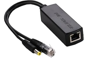 Qneneam Poe Splitter Adattatore 48V to 12V 2A, Adattatore Poe 12V Ethernet IEEE 802.3af, DC 5,5x2,1mm Uscita,10/100Mbps, per Telecamere IP, Access Point Wireless, Telefoni VoIP e Dispositivi Non PoE​