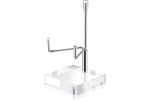 Sibba Grande supporto regolabile in metallo per piastre, cavalletto con base in acrilico, base trasparente, decorazione per la casa, per fossile corallo, geodi, roccia