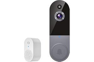 AIWIT 1080p Video Doorbell Camera Wireless, Indoor/Outdoor Surveillance Cam, Smart AI Human Detection, Live View, Included Chime Ringer, 2-Way Audio, Night Vision, Cloud Storage, 2.4G WiFi (Silver)