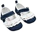 Girls Baby Denim Blue Lace Trim Velcro Pram Shoes Pumps sizes from Newborn to 12 Months