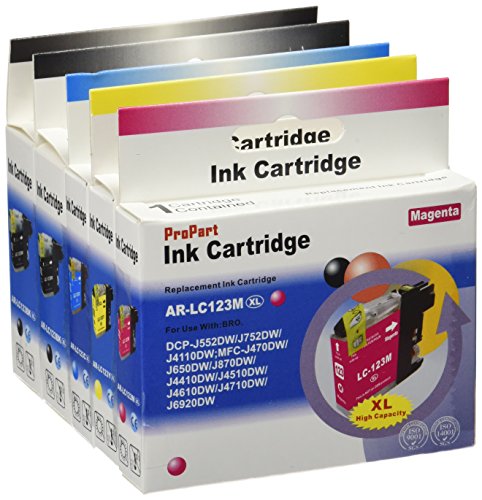 5 x Cartuchos Compatibles para Brother Lc121 Lc123 XL ALTA CAPACIDAD LC123 con Brother DCP-J132w , DCP-J152W , DCP-J552DW , DCP-J752DW , DCP-J4110dw , MFC-J470DW , MFC-J650DW , MFC-J870DW , MFC-J4410dw , MFC-J4510dw , MFC-J4610dw , MFC-J4710dw , MFC-J6520 , MFC-J6720dw , MFC- J69