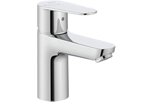 Roca Victoria Plus Grifería para lavabo con tecnología ColdStart, grifo monomando de repisa con enlaces de alimentación flexibles, mezclador de cuarto de baño de fácil instalación, cromado, A5A324FC00