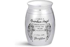 SBI Jewelry Daughter Small Urn for Human Ashes Cremation Guardian Angel Wing Mom Dad Family Sister Brother Memorial Keepsake Funeral Holder 1.6"