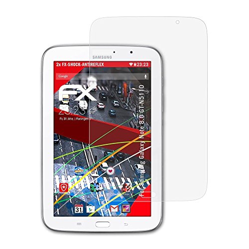 Samsung Galaxy Note 8.0 (GT-N5110) Panzerfolie - 2 x atFoliX FX-Shock-Antireflex blendfreie stoßabsorbierende Panzerschutzfolie