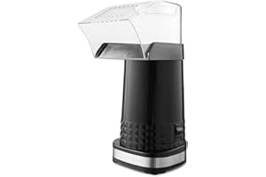 NICTEMAW Máquina de palomitas de maíz de 1200 W, aire caliente, para el hogar, diseño de calibre ancho, con vaso medidor y tapa extraíble, sin BPA negro