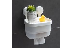 BESTOW DEALS Bestow Toilet Roll Holder, Wall Mounted& Removable Super Suction cup Toilet Paper Holder with Spacious Shelf, No Drilling Toilet Tissue Holder, 100% Germ Free Tissue Dispenser for Bathroom and Kitchen