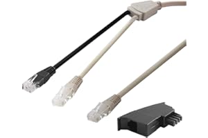 BestPlug DSL LAN Netzwerk Kabel Adapter Verteiler Splitter Weiche Kabel mit TAE-F Adapter, 1 RJ45-Stecker auf 2 RJ45 Stecker, 3 Meter, Grau