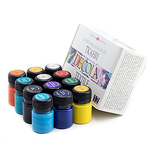 Acryl Textilfarbe Hochwertig – Zur Auswahl: 6 oder 12 Farben je 20 ml – Stofffarben waschfest – Nevskaya Palitra (12er Set) - 7