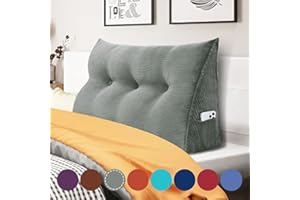 ‎RUCENER Rucener Bed Wedge Pillow, Headboard, Triangular Reading Pillow, Large Bolster, Backrest, Removable Support for Washing, Suitable for Sofa and Bed, Grey 100cm