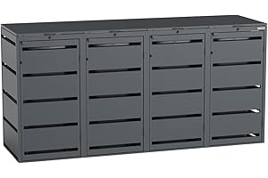 BIO Stefan Dagobert Set di 4 box per bidoni della spazzatura da 120 litri | robusto rivestimento per bidoni della spazzatura | box per bidoni della spazzatura, casetta per bidoni della spazzatura