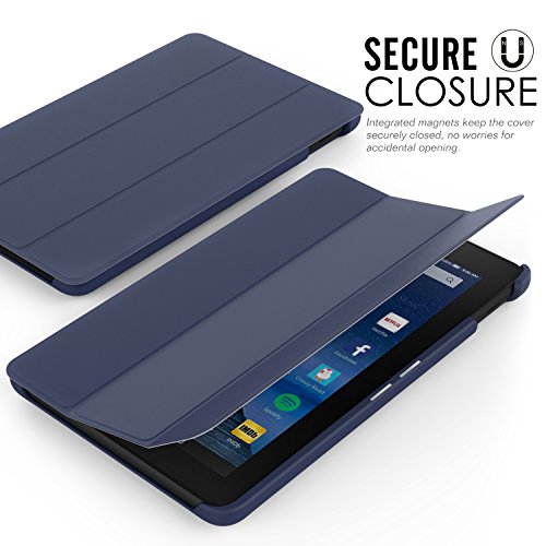 MoKo Fire 7 2015 Hülle – Ultra Slim Lightweight Schutzhülle Smart Cover Case mit Standfunktion für Amazon Fire 7.0 Zoll (5. Generation – 2015 Modell) Tablet, Marineblau - 2