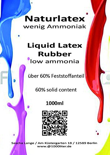 Flüssiglatex 1 Liter liquid latex Latexmilch, natur, 1000ml Naturgummi flüssig, Latex, Gummimilch, Sockenstopp, Halloween, Masken, Wunden, Narben - 2
