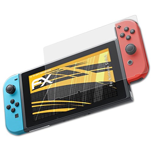 Preisvergleich Produktbild atFoliX Panzerfolie kompatibel mit Nintendo Switch Schutzfolie, entspiegelnde und stoßdämpfende FX Folie (3X)