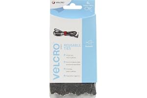 Kardborreband VEL60388 svarta justerbara slipsar (6), 12 mm x 20 cm-6Pk