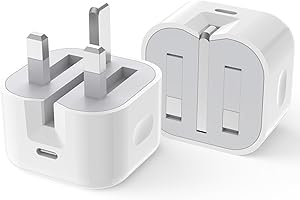 MAXZIQF 2 Pack USB C Plug Fast Charge【MFI Certified】 20W Folding USB C Adapter for iPhone 14/13/12/11/X,iPad, AirPods Pro, Type C Adapter Fast USB C Charger UK Adapter