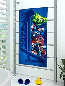 Athom Trendz Living Kids 350 GSM Cotton Marvel Bath Towel (60x120 cm, Blue)