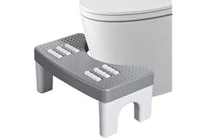 Jonuin Toilet Stool, Toilet's Stool Squat for Bathroom with Massage Function, Detachable Thickened Step Stools Non Slip, Bathroom Accessories for All Ages for Healthier Toilet Posture (Grey)