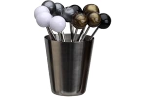 HOME DECO FACTORY Saveur & dégustation Set 12 Pinchos C/Recipiente KU6129, Acero Inoxidable, Multicolor, 3,60 x 3,60 x 4,10 cm