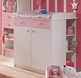 Babyzimmer in Apinweiß/Rose, Schrank B: 139 cm, Kinderbett inkl. Lattenrost 70 x 140 cm, Wickelkommode B: 91 cm, Regalteil und extra 3er Einlegeböden - 3