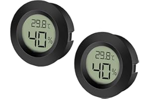 EEEKit 2 Szt. Cyfrowy Higrometr Termometr LCD, Miernik Wilgotności Temperatury Wewnątrz Na Zewnątrz do Szklarni Piwnica, Czarny Okrągły