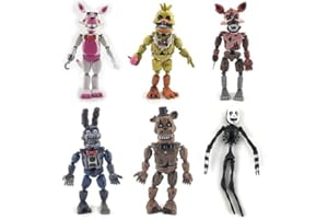 ULOYER FNAF Figures 6 PCS Set Five Nights Game Removable Luminous Foxy Sister Location Horror Statue Model with Lightening (Type 2)