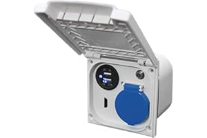 PRO-STYLING DESIGN FOR PERFECTION Presa per esterni multifunzione Schuko, ideale per camper, roulotte, caravan, barca, da 220 V e 230 V, con presa per antenna satellitare, USB, HDMI da 12 Volt