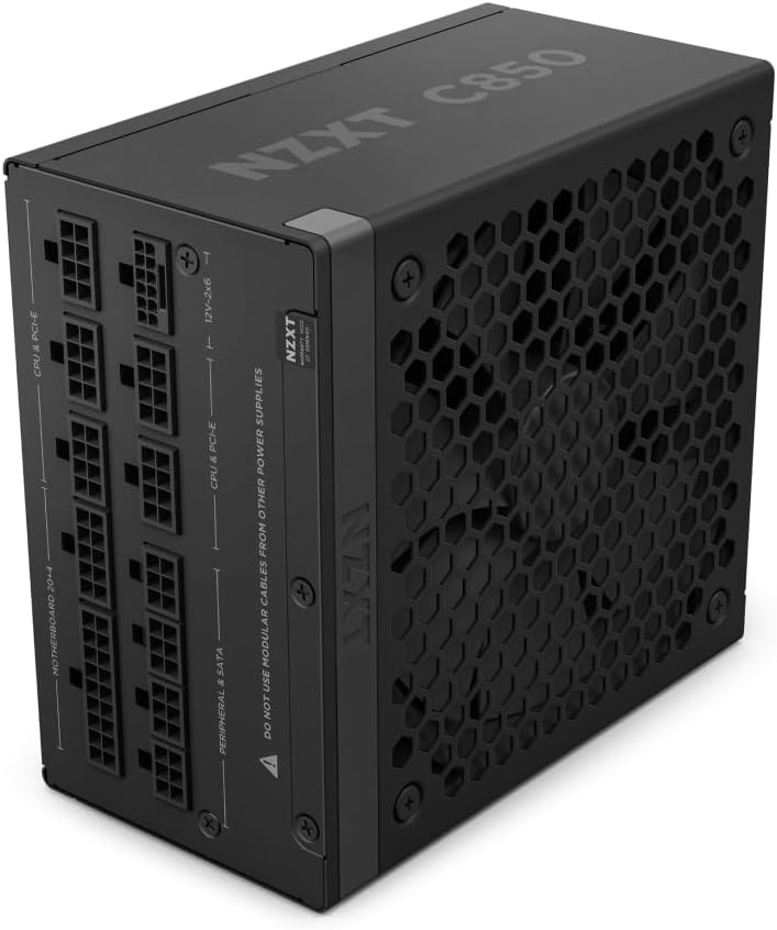 NZXT C850 Gold ATX 3.1 - Fully Modular Low-Noise PC Gaming Power Supply - 850 Watts - 80 PLUS Gold - 12V-2x6 Connector - Zero Fan Mode - 100% Japanese Capacitors - Black