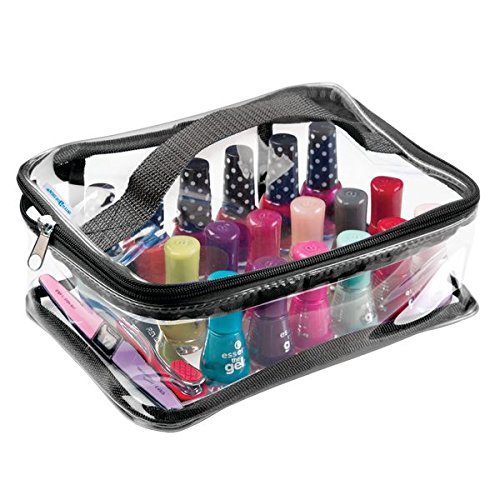mDesign Reisetasche für Accessoires – Tasche für Strand, Pflegeprodukte oder Kosmetik – transparent / schwarz - 3