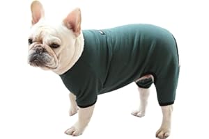 BT BEAR Dog Clothes, Dog Pajamas Soft Four-Legged Jumpsuit French Bulldog Clothes Dog Onesies for Puppy Small Medium Dogs (Dark Green, Medium)