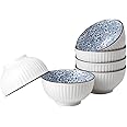 CVDIO Ceramic Cereal Bowls 6 Set, apanese Style , Salad, Soup, Pho, Ramen, Dessert, Rice, Noodle, Pasta Bowl Set - Microwave Safe, Stackable Elegant Matte Serving Dinner Plates