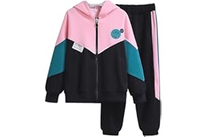 linboo Kinder Jogginganzug Mädchen Sportkleidung Set Sweatjacke und Jogginghose Sportanzug Trainingsanzug Activewear