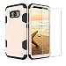 Produktbild Girlyard Tough Armor Hülle für Galaxy S8 Hybrid 3 in 1 Vorne und Hinten Bumper Schutz, Weich Silikon mit Hart PC Full Cover High Impact Defender Anti-Kratzer Stoßfest für Samsung Galaxy S8 - Gold + Schwarz
