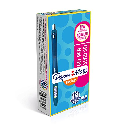 Paper Mate 1978314 - Bolígrafo de gel, punta media, caja de 12, color azul pizarra