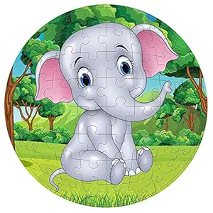Pola Puzzles Jungle Elephant Circular 60 Pieces Tiling Puzzles (Jigsaw Puzzles, Puzzles for Kids, Floor Puzzles), Puzzles for Kids Age 5 Years and Above. Size: 28 cm X 28 cm