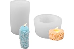 Icelsa 2 Pezzi Stampo Candela Rose Stampi per Candele 3D per Stampi per Candele in Silicone per Fare Candele Sapone Decorazioni Fai Da Te