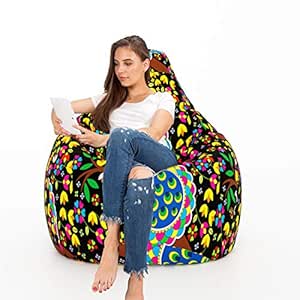 Aart Store Digital Canvas Printed Bean Bag With Filled Beans