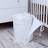 Bettumrandung Nest Kopfschutz Nestchen 420x30cm, 360x30cm, 180×30 cm Bettnestchen Baby Kantenschutz Bettausstattung Einfarbig- weiß - 4