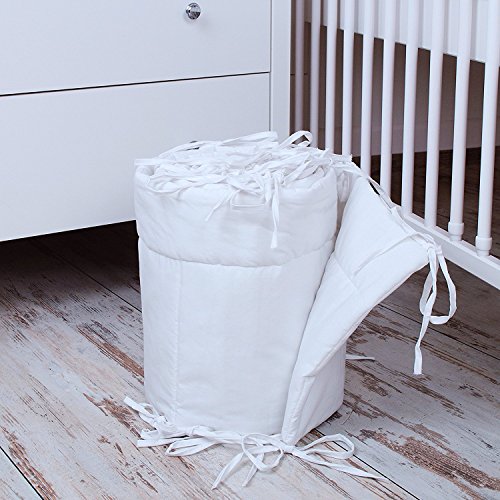 Bettumrandung Nest Kopfschutz Nestchen 420x30cm, 360x30cm, 180×30 cm Bettnestchen Baby Kantenschutz Bettausstattung Einfarbig- weiß - 4