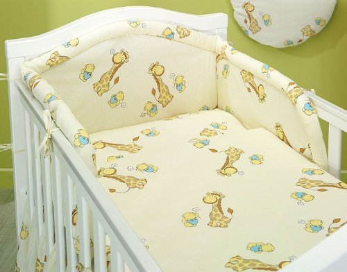 2 Piece/Pc BABY BEDDING SET COT BED QUILT/DUVET PILLOW CASE COVER 135x100 (Giraffe Ecru)