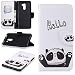 Produktbild Ostop Bunt Gemalt Brieftasche Leder Hülle für Xiaomi Pocophone F1,[Standfunktion Geldbörse] Hello Panda Drucken Schale Weiß PU Tasche Magnetverschluss Flip Klappe Abdeckung mit Kreditkarte Kartenfach Stoßfest Schutzhülle