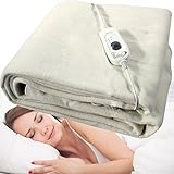 Babz - Double Size 107cm x 120cm Pure Luxury Soft Comfort Washable Warm Electric Heated Underblanket Under Blanket with Single Remote Control and 3 Heat Settings