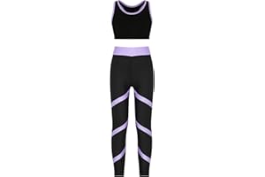 TiaoBug Conjunto de Chándal Verano para Niñas Tanks Top de Deportivo y Leggings Pantalones Largos de Elásticos Ropa de Deporte Danza Gimnasia