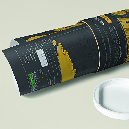 Scratch Off World Map by Scratch Lands, Scratchable Wall Decor, Includes Bag of Accessories, Perfect for Travel &amp; Gift, Extra Large (XL), A2 Size, 82.5 x 59.5 cm, Gold &amp; Black Edition